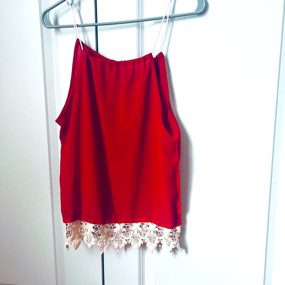 Brand: Overmal. Small women’s tank. Red in color.